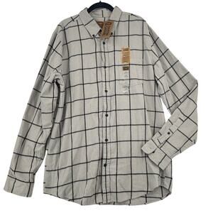 Foundry Signature Flannel Shirt Size LT Gray Plaid Cotton Classic Fit Button Up